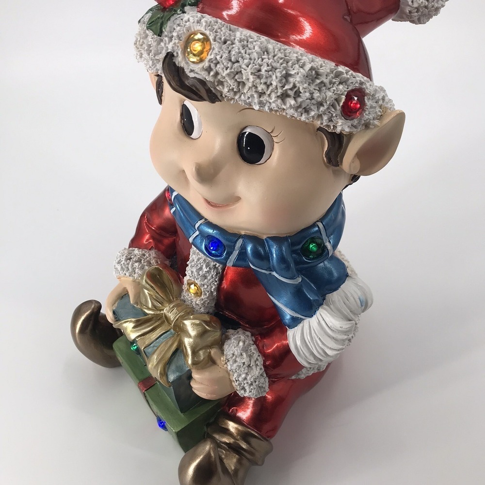 Light-Up ELF Resin W/ 12 LED Lights - 15 inches high MADE IN ITALY Quality